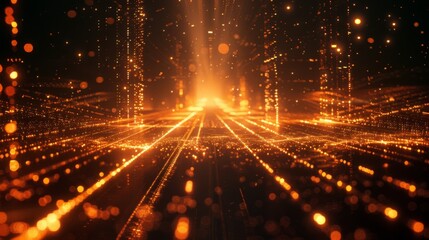 Wall Mural - A network of glowing lines forms a bridge between two points, symbolizing connection and communication.
