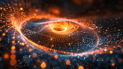 Wall Mural - A network of glowing lines forms a vortex, drawing the viewer's attention inwards.