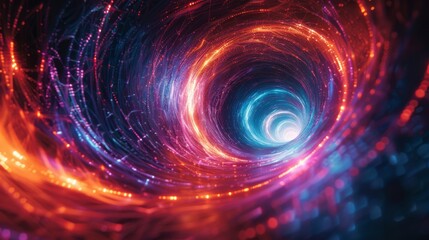 Wall Mural - A network of glowing lines forms a vortex, drawing the viewer's attention inwards.