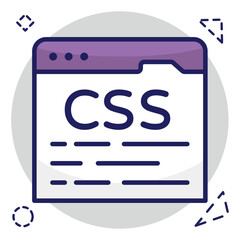 conceptual flat design icon of css coding