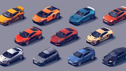 Poster - Collection of cars in various colors and styles