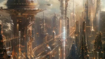 Wall Mural - cityscape with many buildings and bridge