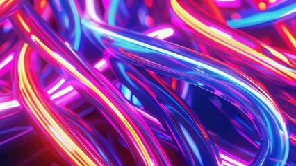 Canvas Print - Colorful, neon-lit background with series of purple, blue, and red lines