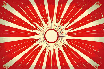 Poster - This vintage vector pattern features bold red and white stripes reminiscent of a circus tent. Retro spiral rays burst outwards, creating a dynamic backdrop for your next big top design.