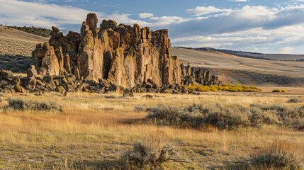 Wall Mural - a jagged granite formation rising abruptly from the otherwise flat landscape a reminder of the power