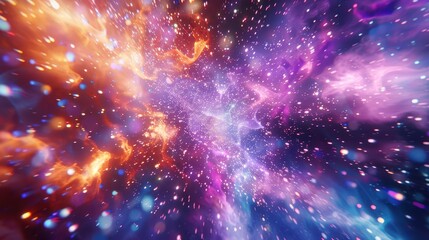 Wall Mural - futuristic holographic light rays splashing in colorful fantasy space digital art