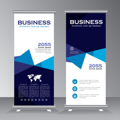 Wall Mural - roll up banner design template, vertical, abstract background, pull up design, modern banner, blue c