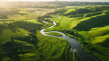 Canvas Print - Valley with a meandering river img