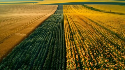 Sticker - Fields with wheat and sunflowers