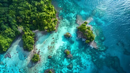 Canvas Print - Tropical islands surrounded by coral image