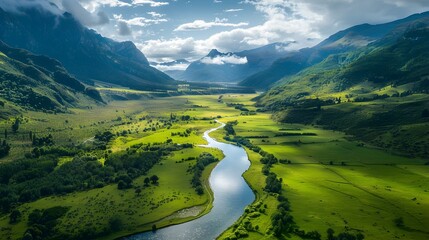 Canvas Print - Lush valley with a river image