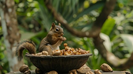 Wall Mural - Squirrel is eating food palm squirrel wildlife animal