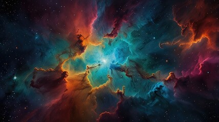 Wall Mural - abstract image of a colorful nebula The colors are vibrant and saturated