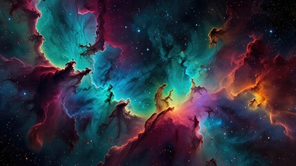 Wall Mural - abstract image of a colorful nebula The colors are vibrant and saturated