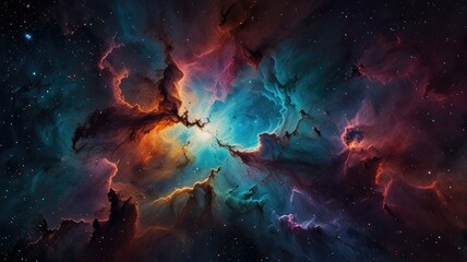 Wall Mural - abstract image of a colorful nebula The colors are vibrant and saturated