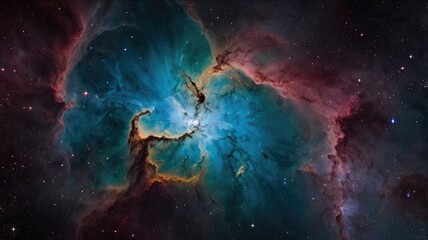 Wall Mural - abstract image of a colorful nebula The colors are vibrant and saturated