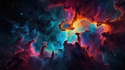 Wall Mural - abstract image of a colorful nebula The colors are vibrant and saturated