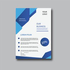 Flyer Template  vector design for Brochures, AnnualReport, Magazines, Poster, Corporate Presentation, Portfolio, Flyer, infographic, layout modern with blue color size A4, Front and back, Easy