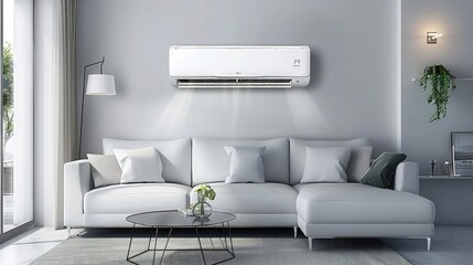 Wall Mural - Energy efficient air conditioner with fresh natural in a modern living room.