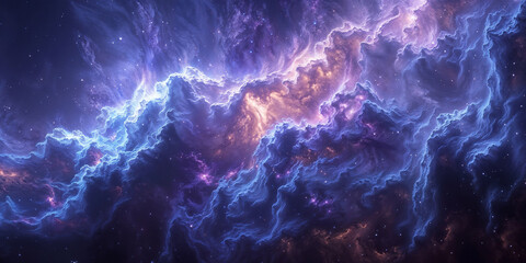 Wall Mural - Epic cosmic nebula at galaxy with twinkling stars. Illustration of a background with a majestic space theme.	
