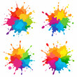 © Ilya - Splash of paints. Blobs. Paint splatter colourful set. Splashing spots effect shape. Multicolored splash paintbrush liquid. Painting - activity. Vector splash of paints isolated on white background.