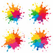 © Ilya - Splash of paints. Blobs. Paint splatter colourful set. Splashing spots effect shape. Multicolored splash paintbrush liquid. Painting - activity. Vector splash of paints isolated on white background.