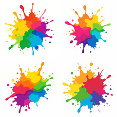 Splash of paints. Blobs. Paint splatter colourful set. Splashing spots effect shape. Multicolored splash paintbrush liquid. Painting - activity. Vector splash of paints isolated on white background.