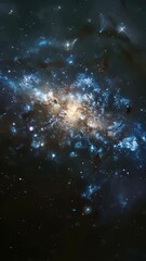 Wall Mural - Starry sky with large blue star in center