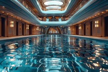 Luxury cruise ship with swimming pool