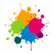© Ilya - Splash of paints. Blobs. Paint splatter colourful set. Splashing spots effect shape. Multicolored splash paintbrush liquid. Painting - activity. Vector splash of paints isolated on white background.