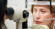 © N Lawrenson/peopleimages.com - Woman, optometry and slit lamp for vision, test and care in wellness assessment with health at clinic. Doctor, optician and patient by machine, light and laser for retina scan with lens for eye exam