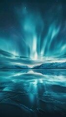 Wall Mural - Beautiful blue sky with reflection of mountains in water