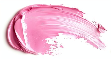 Wall Mural - Pink cosmetic cream swatch or lipstick isolated on a white background, in a close up view.