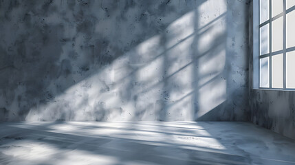 Wall Mural - Gray background for product presentation with shadow and light from windows