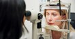 © N Lawrenson/peopleimages.com - Woman, optometry and slit lamp with machine, vision or care in wellness assessment for eyesight at clinic. Person, check and patient for health, light and laser for retina scan with lens for eye exam