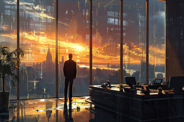 Wall Mural - businessman in his office