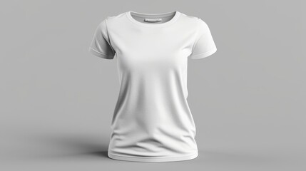 Wall Mural - White T-Shirt Mockup on a Gray Background, Generative AI