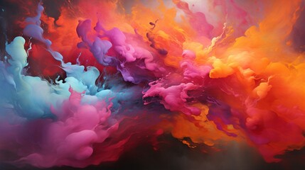 Wall Mural - vibrant powder colors flying in the air, creating a dynamic and joyful scene