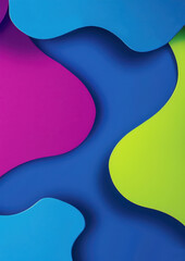 Poster - Bright wavy shapes in blue, pink, and lime green, creating a vibrant and playful abstract design.