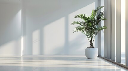 Indoor plant  minimalist office interior design  white background