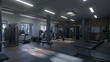 © adan - 3d rendering modern loft gym and fitnessA captivating 3D rendering presents the interior of a fitness center aglow with neon lighting, Generative AI