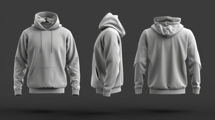 Front and back views of white hoodie on black background - hoodie mockup. Generative AI