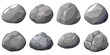 © Ilya - Rock stone set cartoon. Cobble stone game objects. Three dimensional stones and rocks element, isometric 3d flat style. Mountain grey stones. Vector grey rock stone, isolated on white background.