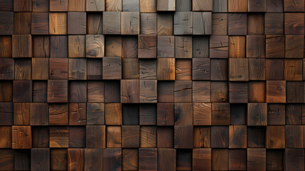 Wall Mural - Brown wooden acoustic panels wall texture on wood background for interior design