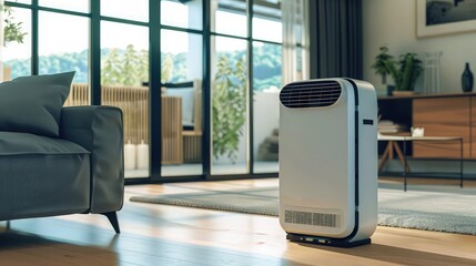 Wall Mural - portable air conditioner or mobile air cooler in modern living room.