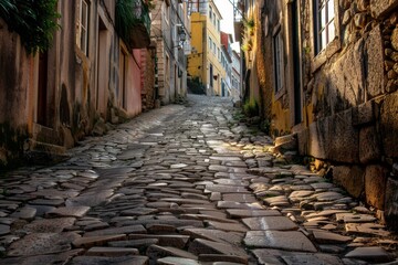 Cobblestone Street in a European City