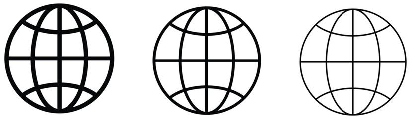 World icon - vector. Website icon. web icon , www icon. Simple line globe icon. vector illustration. eps 10