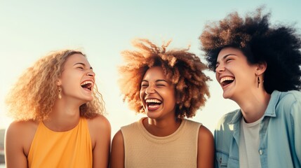 Wall Mural - Picture of a group of friends smiling and laughing together