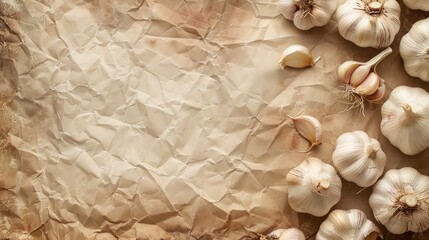 Canvas Print - Background of paper with garlics