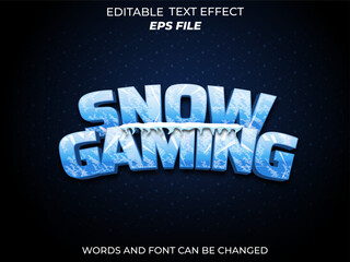 Wall Mural - snow gaming text effect, font editable, typography, 3d text for games. vector template